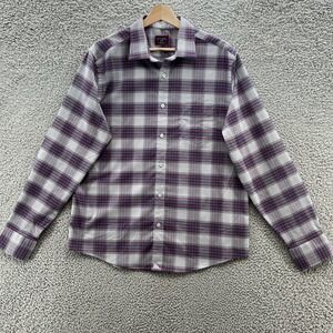 Untuckit Shirt Mens Large Gray Blue Plaid Slim Woven Poly Spandex Button Up